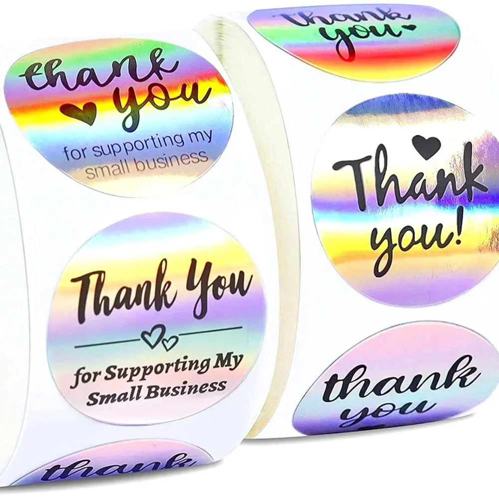 3/$15 - New! Awesome 50 Count HOLOGRAPHIC Thank You 1.5